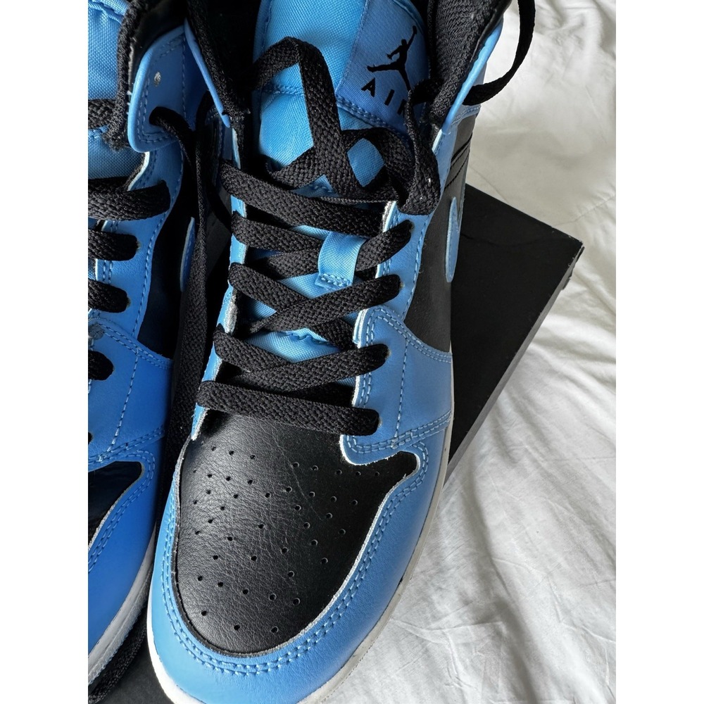 Nike Air Jordan 1 Youth Mid retro BB Sneakers University Blue Black Size 7 EUC - Picture 7 of 10